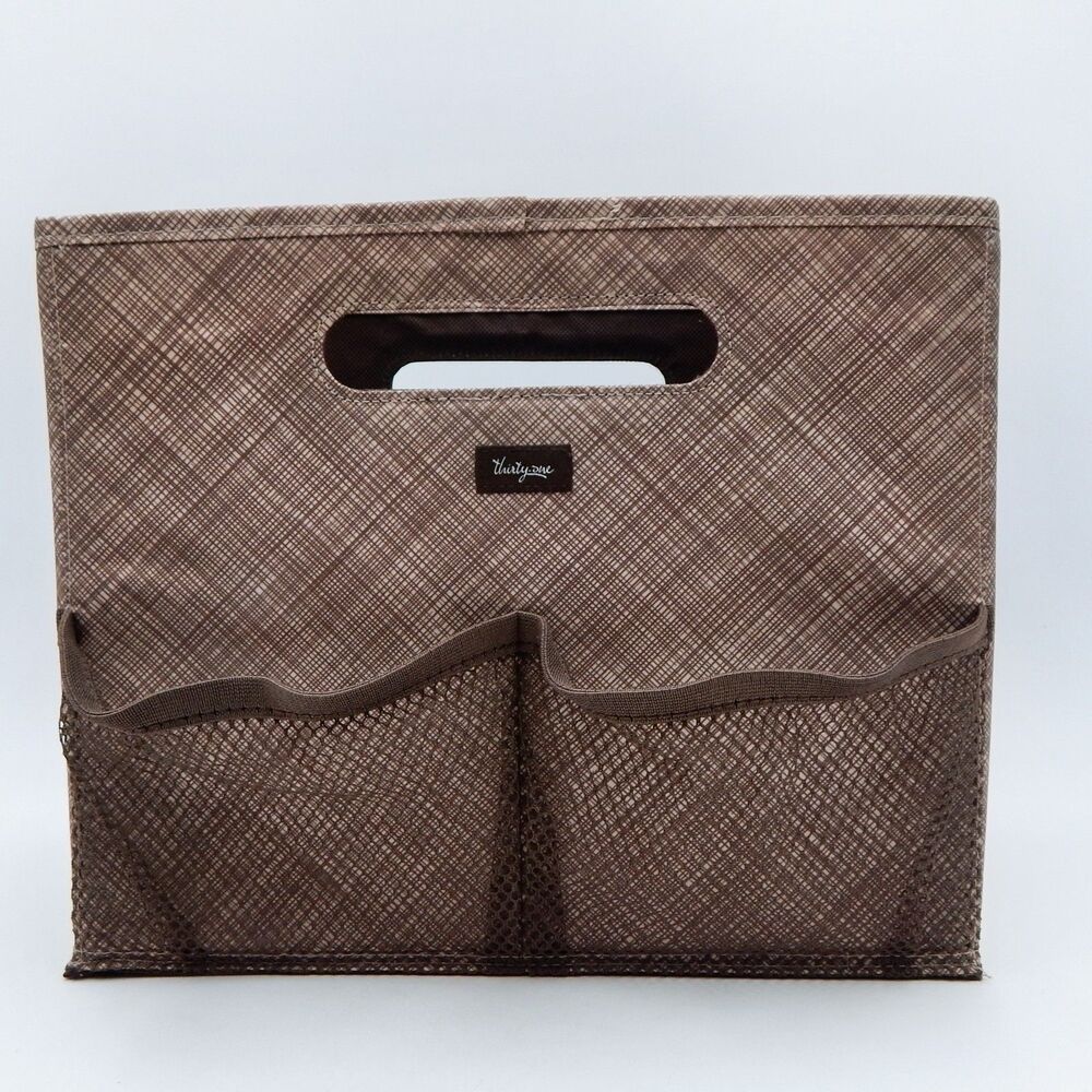 Thirty-One Gifts Thirtyone 31 Collapsible Fold N' File Brown Storage Tote Bin